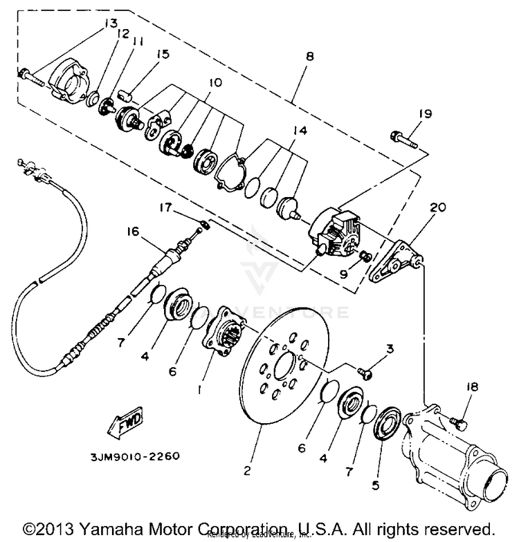 Rear Brake Caliper BLASTER - YFS200E_MN - 1993 Schematic