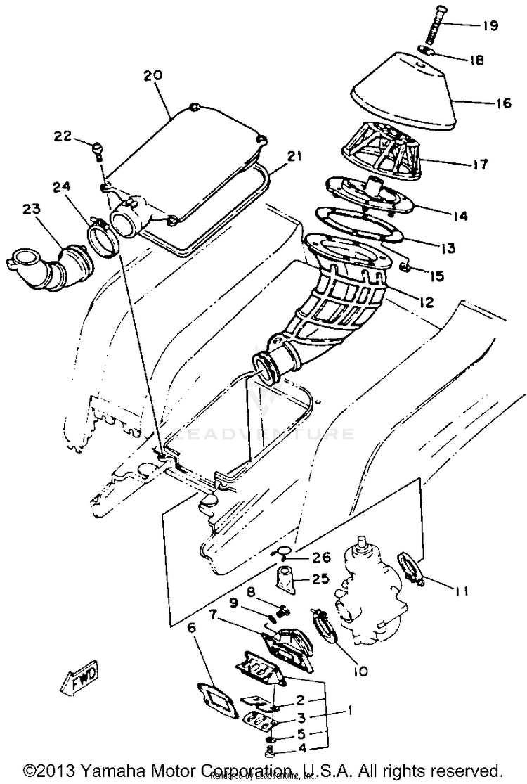 Air Filter BLASTER - YFS200D_MN - 1992 Schematic