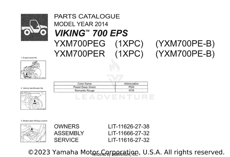1 Title Page VIKING 700 EPS - YXM700PEG - 2014 Schematic