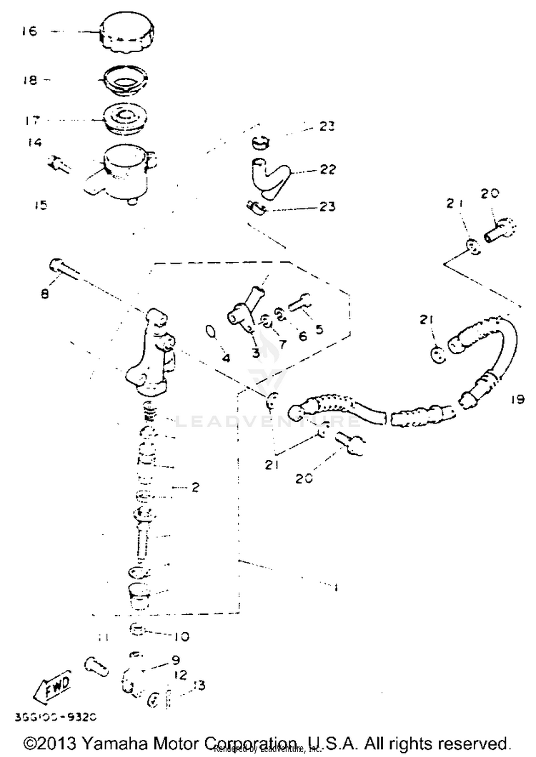 Rear Master Cylinder BANSHEE - YFZ350E_MN - 1993 Schematic
