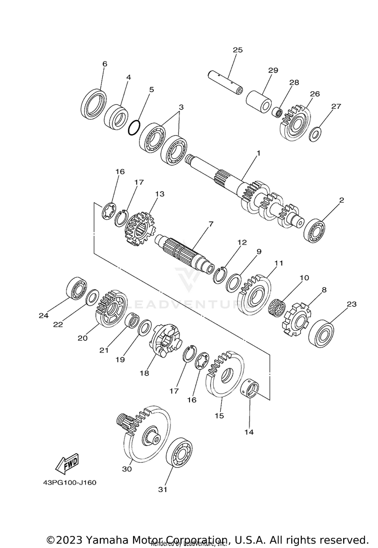Transmission GRIZZLY 700 FI 4WD - YFM7FGZGR - 2010 Schematic