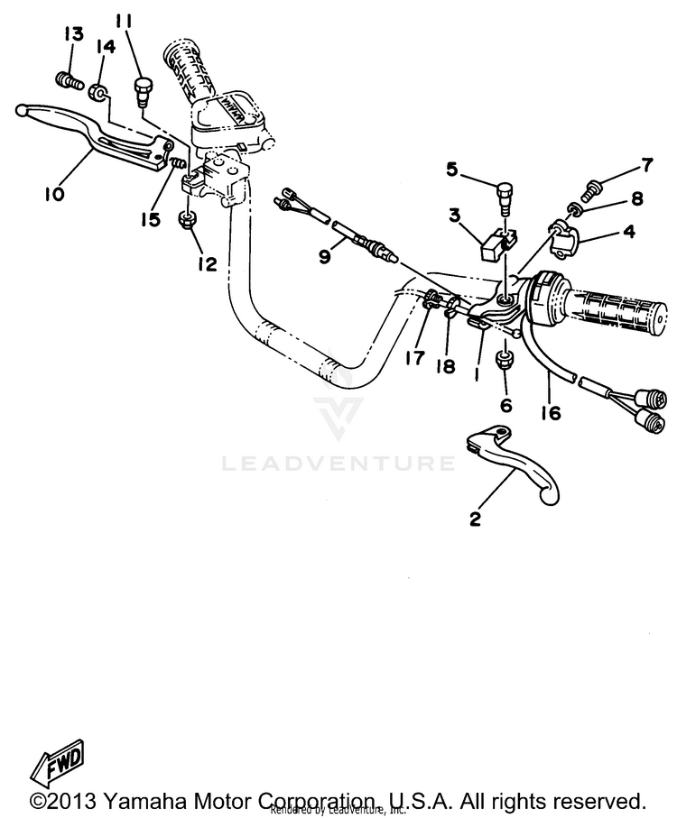 Handle Switch - Lever BIG BEAR 4WD (ME & NH Only) - YFM350FWF_MNH - 1994 Schematic