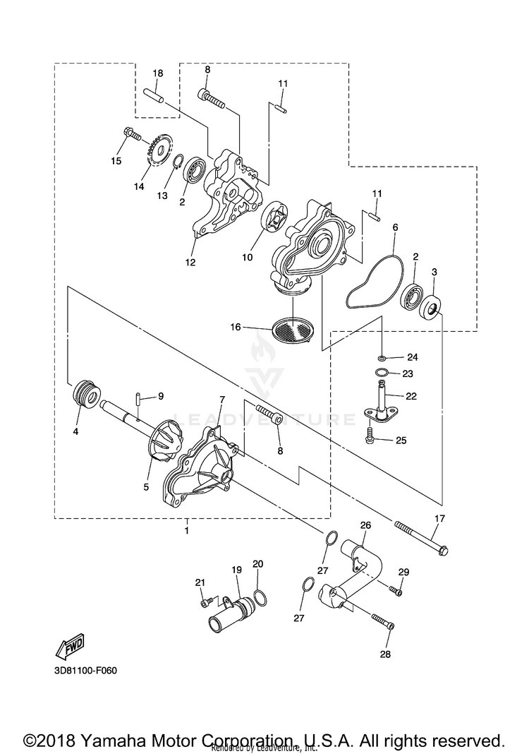 Water Pump V STAR 1300 TOURER - XVS13CTXB - 2008 Schematic