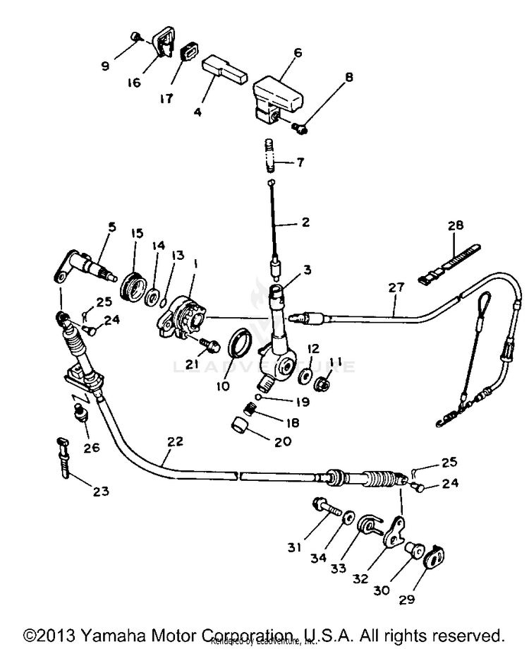 Reverse Lever BIG BEAR 4WD - YFM350FWB - 1991 Schematic