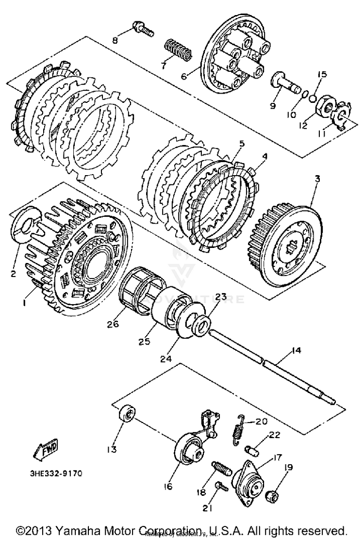 Clutch FZR600AC - 1990 Schematic