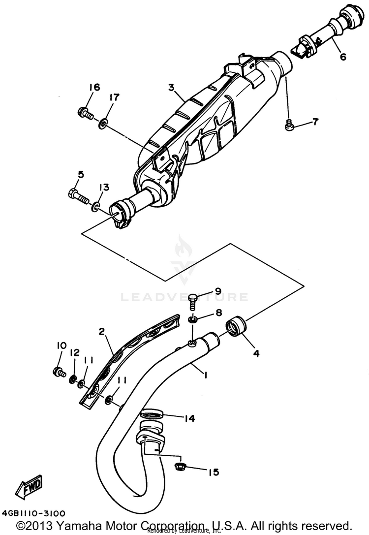 Exhaust BIG BEAR 4WD (ME & NH Only) - YFM350FWF_MNH - 1994 Schematic