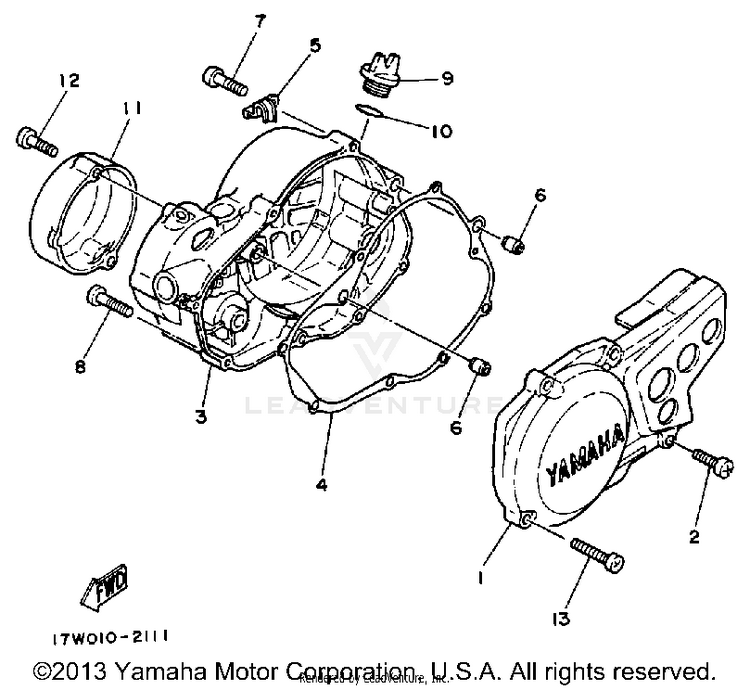 Crankcase Cover 1 DT50LC - 1990 Schematic