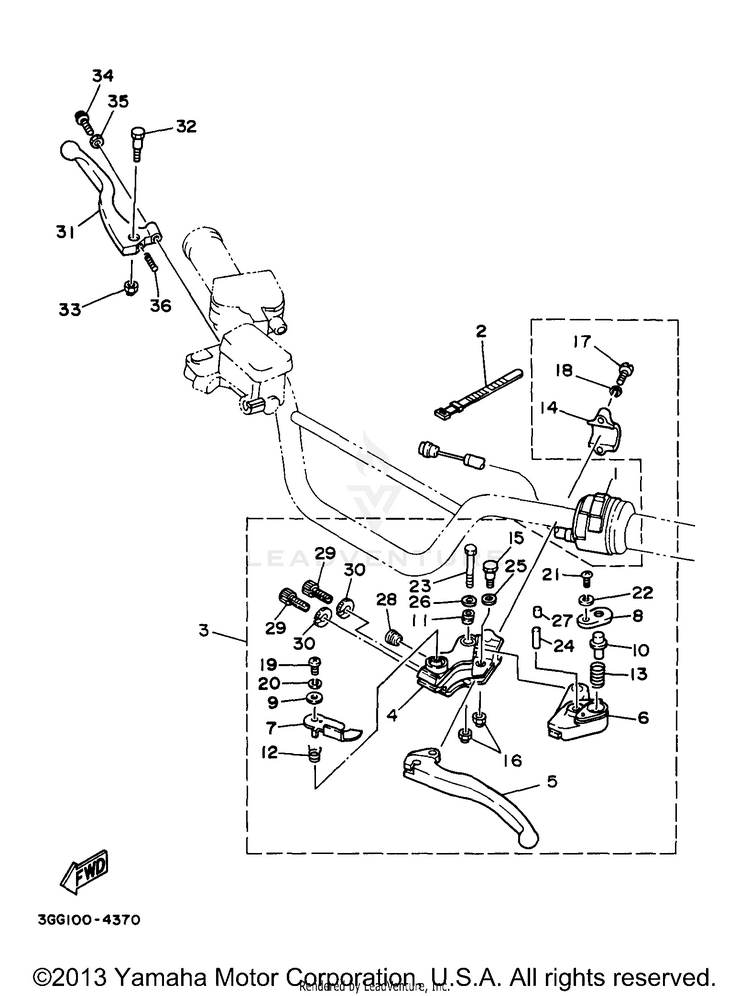 Handle Switch Lever BANSHEE - YFZ350J - 1997 Schematic