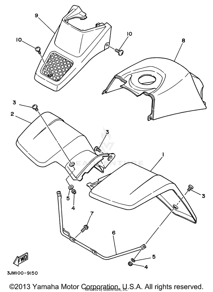 Front Fender BLASTER - YFS200H - 1996 Schematic