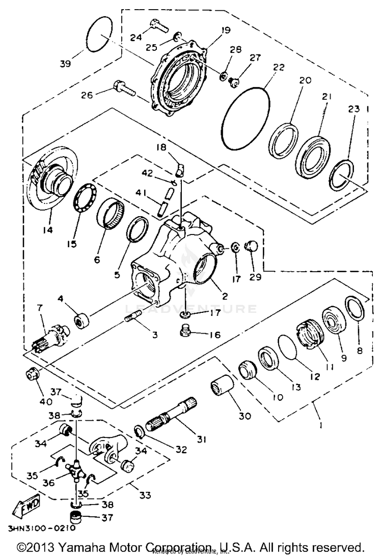 Drive Shaft BIG BEAR 4WD (ME & NH Only) - YFM350FWE_MNH - 1993 Schematic