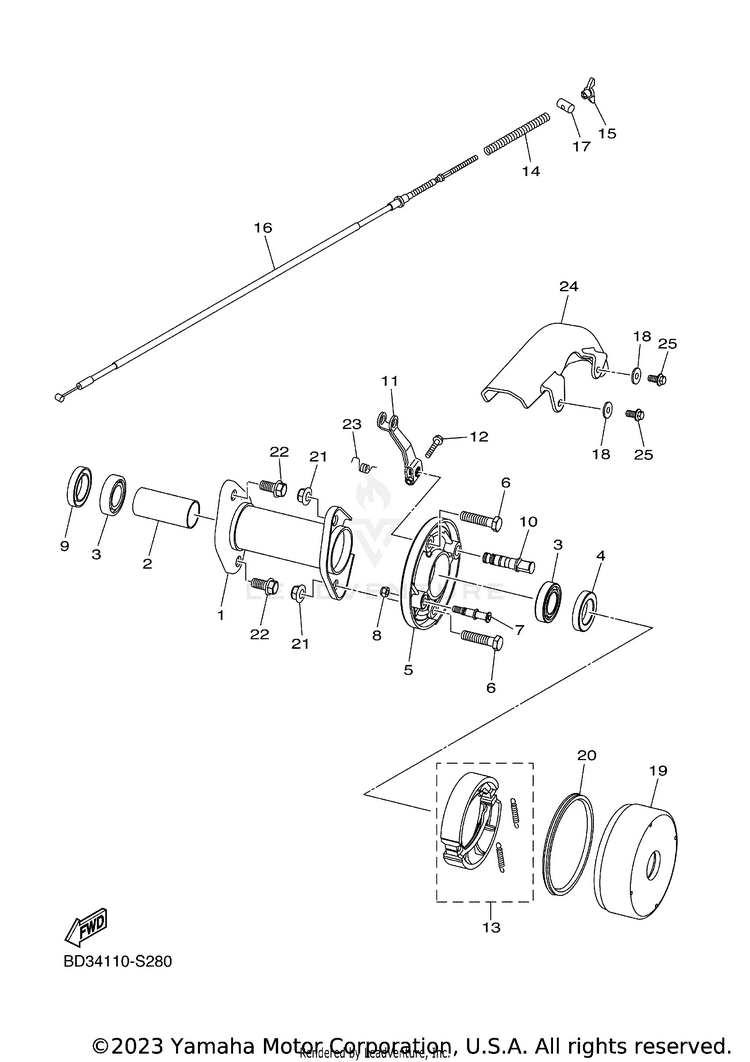 Rear Brake RAPTOR 110 - YFM01RYXRG - 2024 Schematic