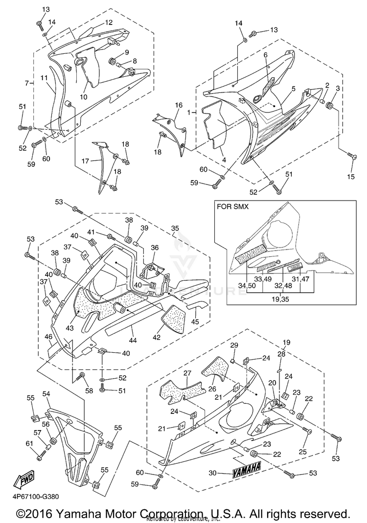 Cowling 2 YZF-R6S - YZFR6SXCB - 2008 Schematic