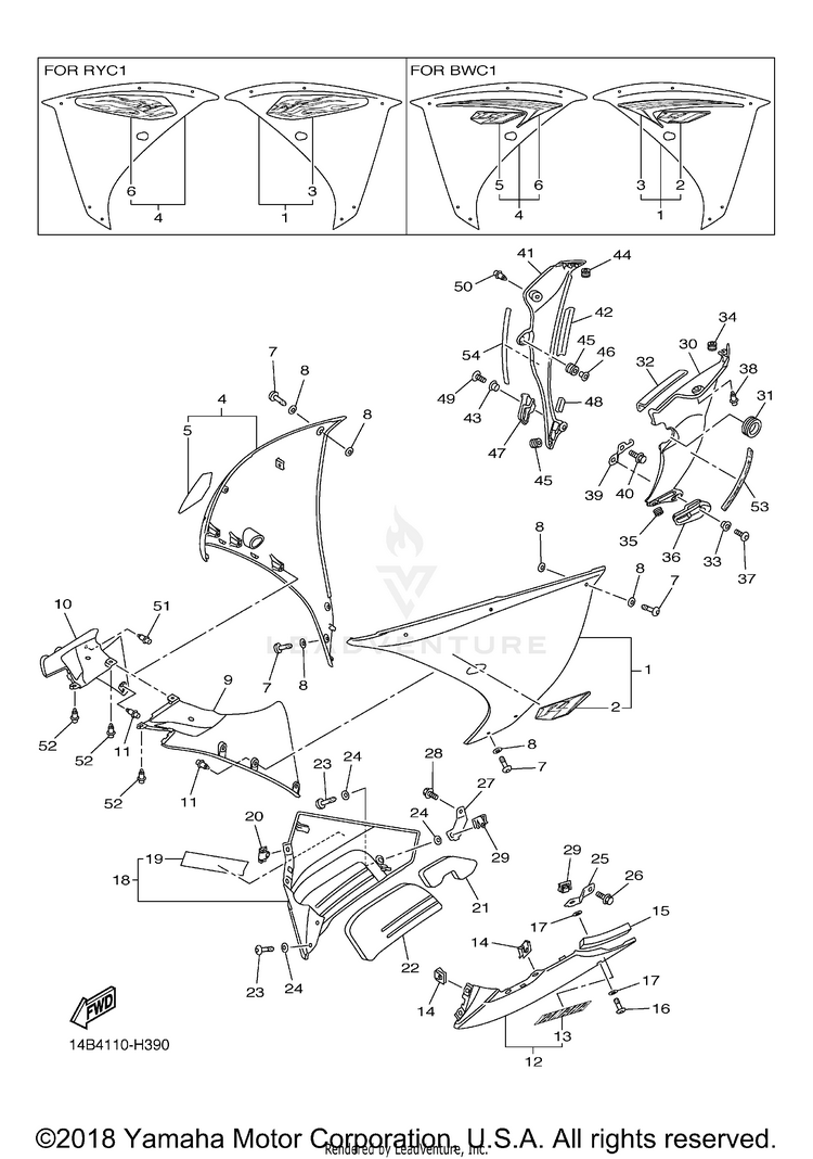 Cowling 2 YZFR1 - YZFR1YCB - 2009 Schematic