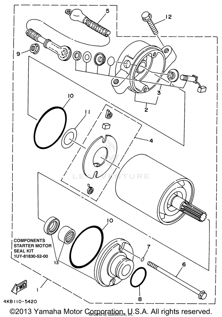 Starting Motor WOLVERINE 4WD - YFM350FXH - 1996 Schematic