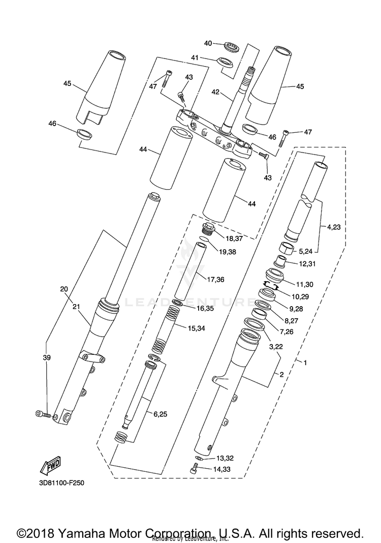 Front Fork V STAR 1300 TOURER - XVS13CTXB - 2008 Schematic