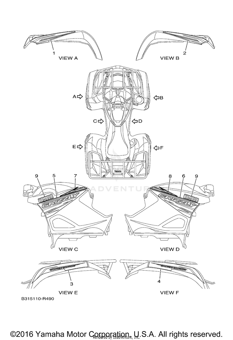Graphics GRIZZLY EPS 4WD LTD EDITION - YFM70GPLGR - 2016 Schematic