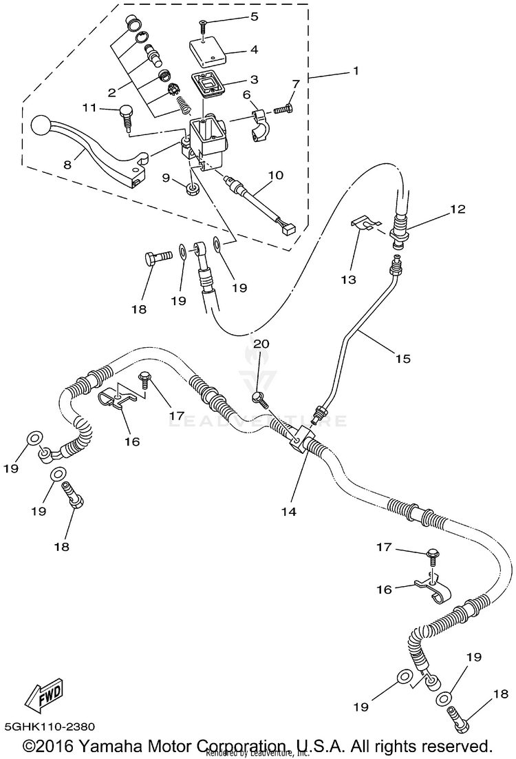 Front Master Cylinder KODIAK 4WD - YFM400FAP - 2002 Schematic