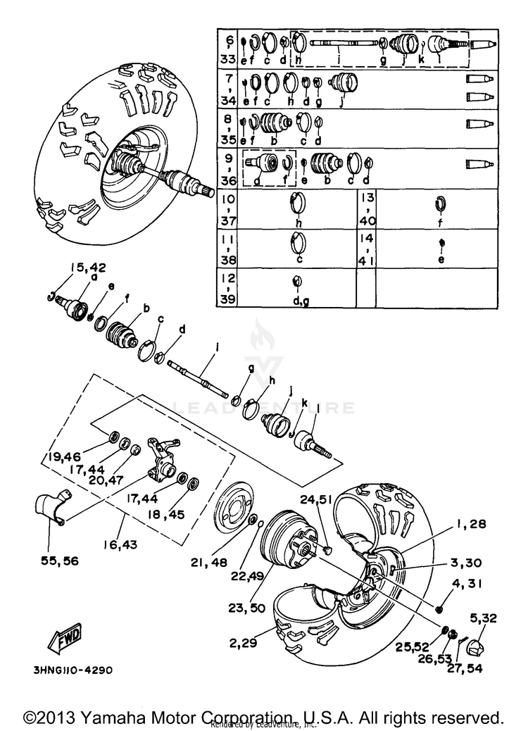 Front Wheel KODIAK 4WD - YFM400FWJ - 1997 Schematic