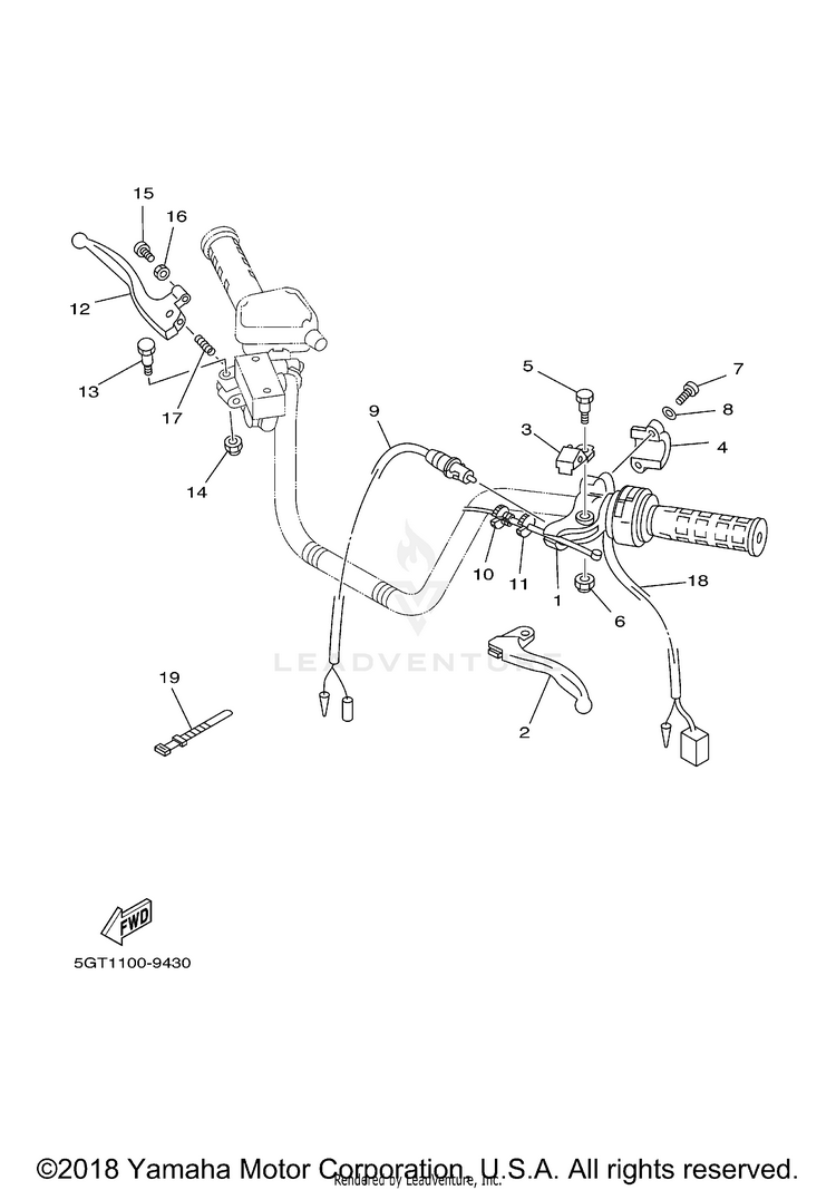 Handle Switch Lever GRIZZLY - YFM600FMC - 2000 Schematic