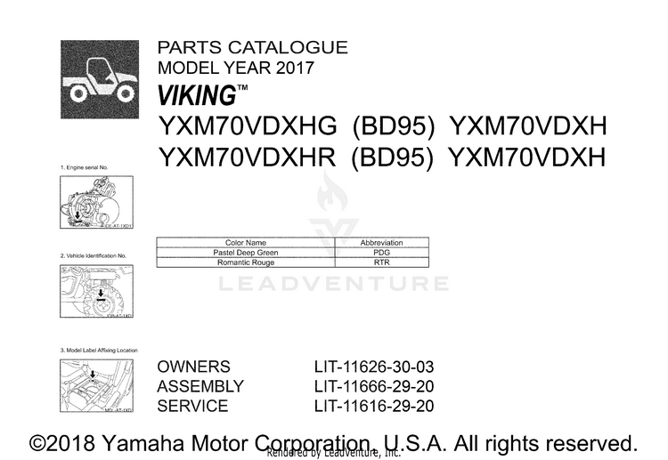 1 Title Page VIKING - YXM70VDXHG - 2017 Schematic