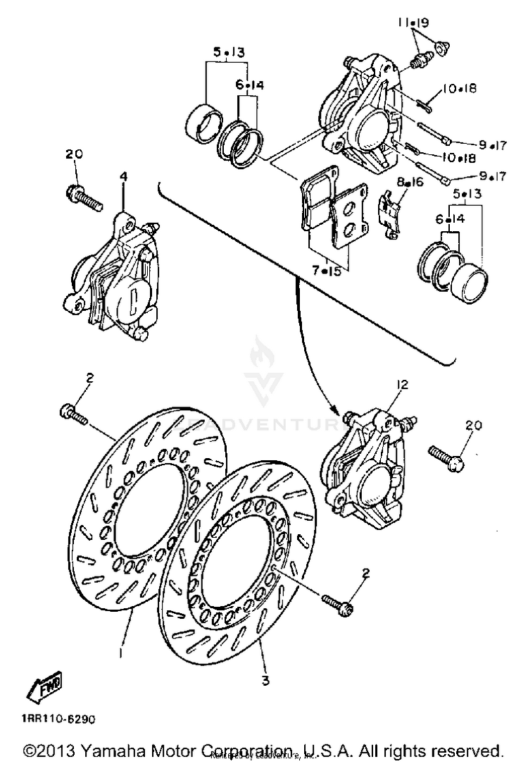 Front Brake Caliper VIRAGO 700 - XV700SSC - 1986 Schematic