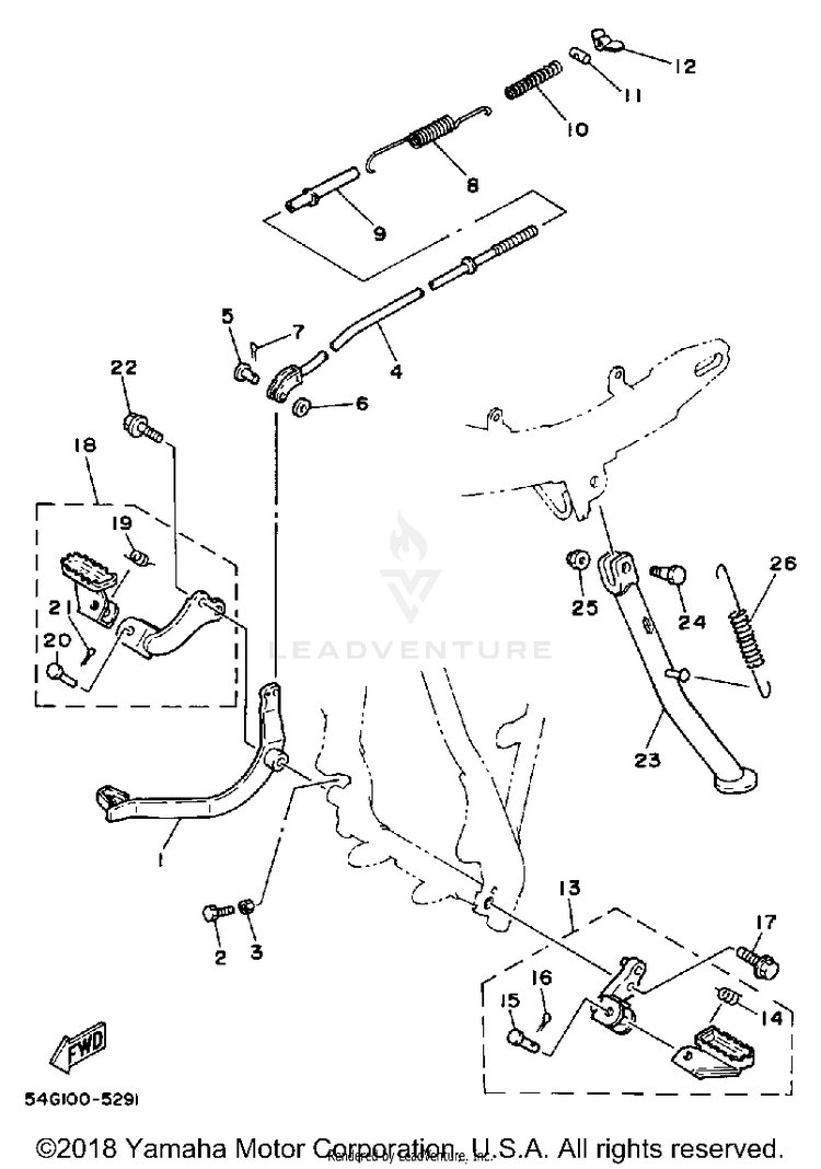 Stand Footrest BIG WHEEL ELEC START - BW200ES - 1986 Schematic