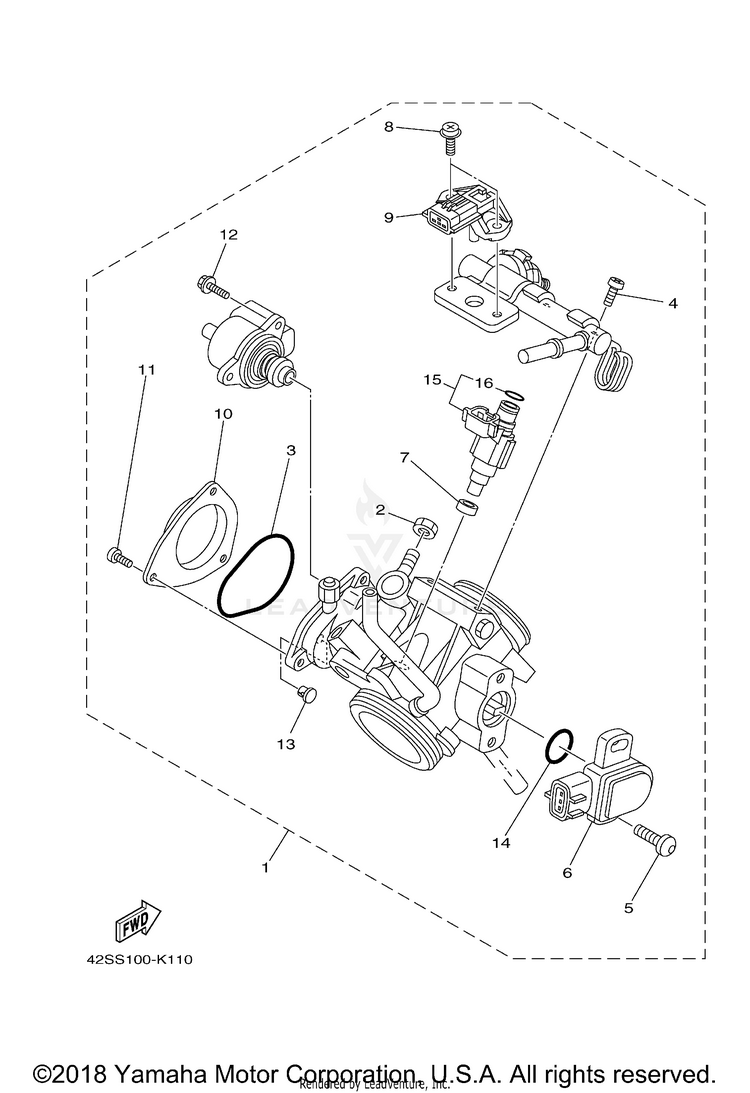 Throttle Body Assy 1 RHINO 700 SPORT EDIT - YXR7FSPB - 2012 Schematic