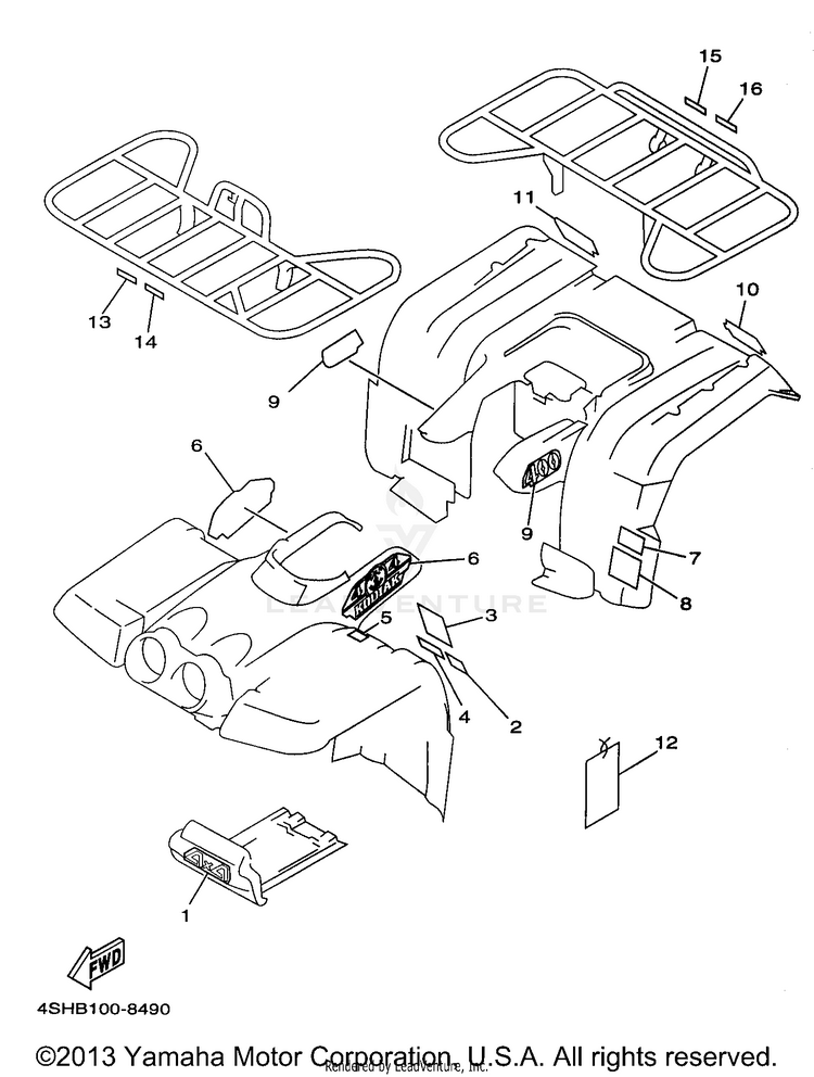 Emblem Label 1 KODIAK 4WD - YFM400FWJ - 1997 Schematic