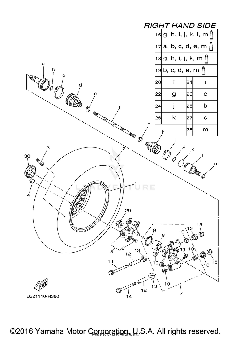 Rear Wheel 2 KODIAK 700 EPS 4WD SE - YFM70KPSGB - 2016 Schematic