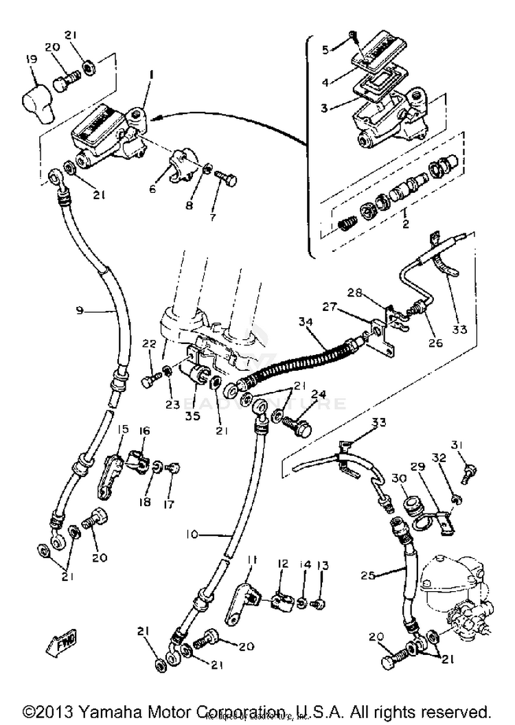 Front Master Cylinder XS1100LH - 1981 Schematic
