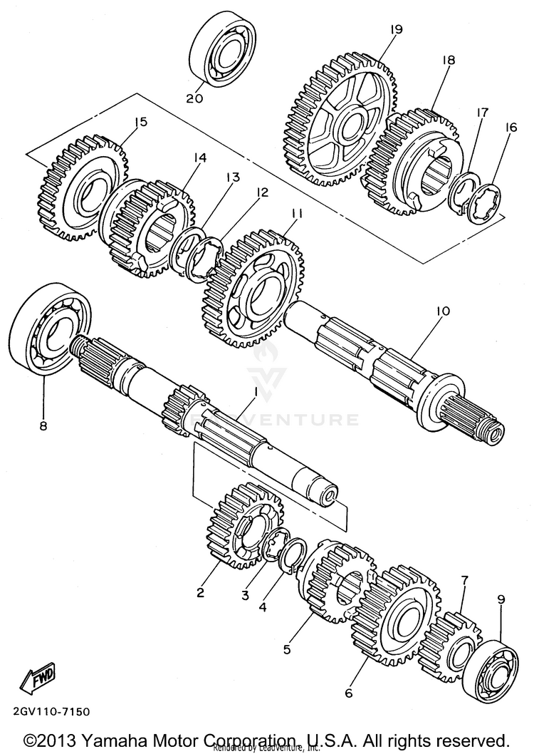 Transmission VIRAGO 535 - XV535HC - 1996 Schematic