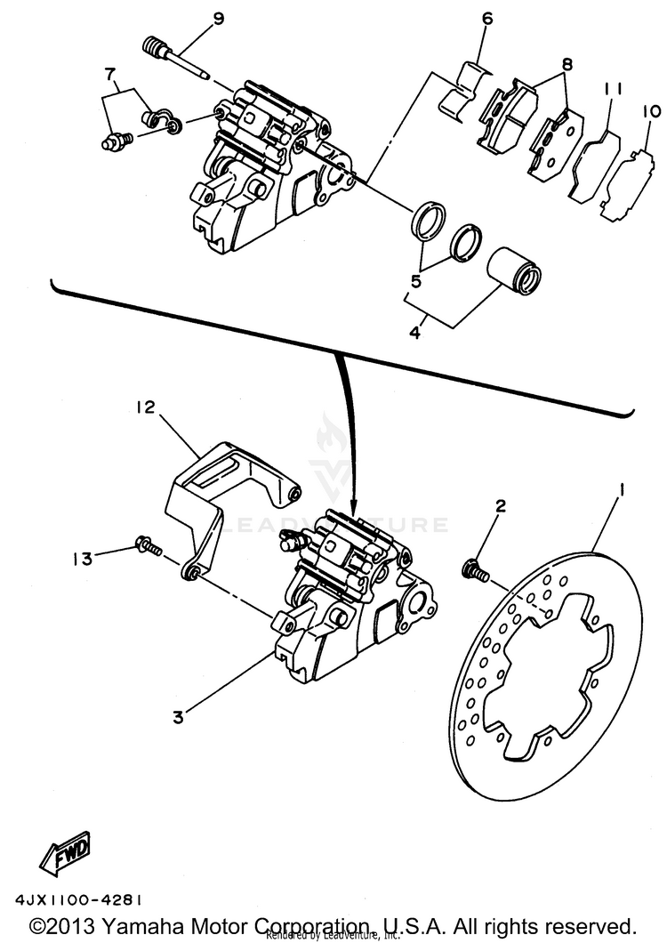 Rear Brake Caliper Schematic