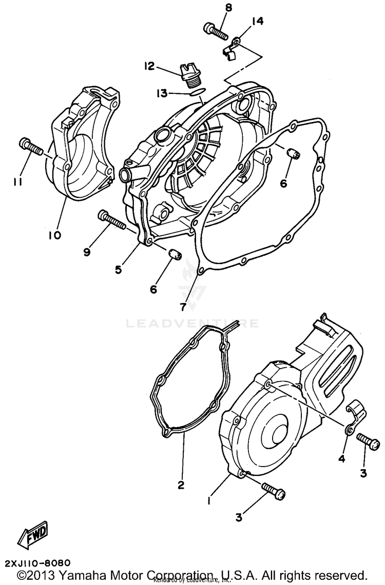Crankcase Cover BLASTER - YFS200G - 1995 Schematic