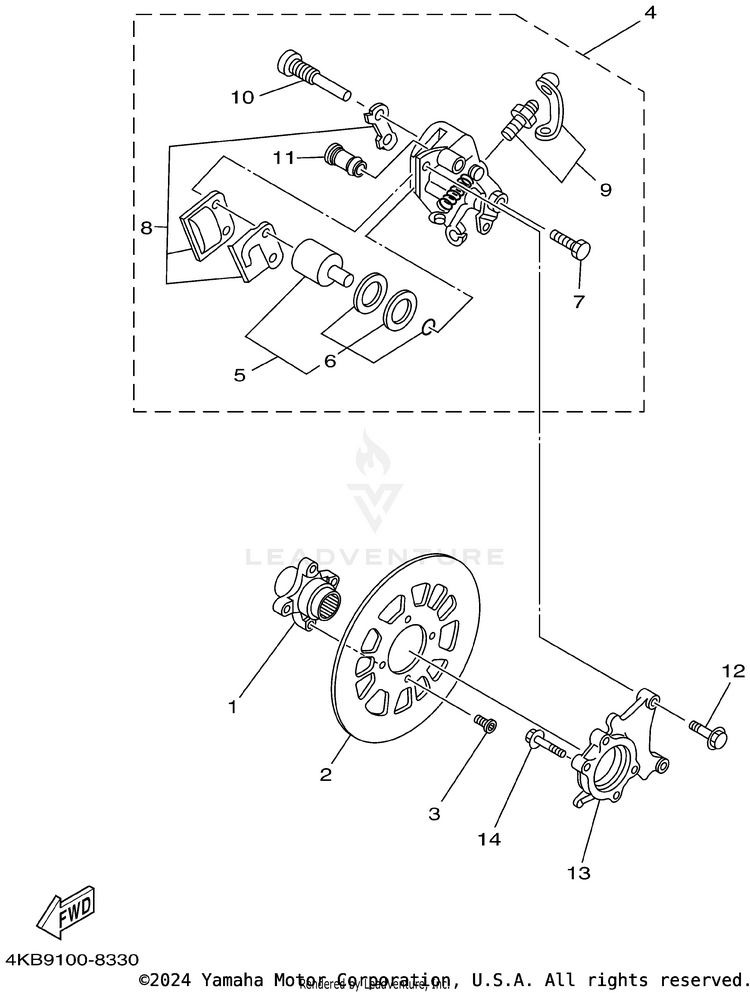 Rear Brake Caliper Schematic