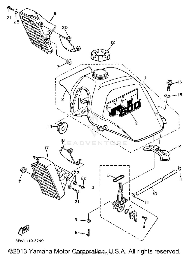 Fuel Tank (Non-California Model) Schematic