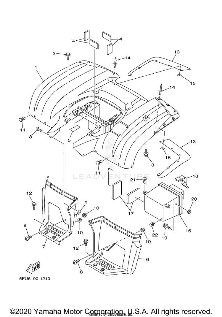 Rear Fender BIG BEAR 2WD YFM400H - YFM400HN - 2001 Schematic