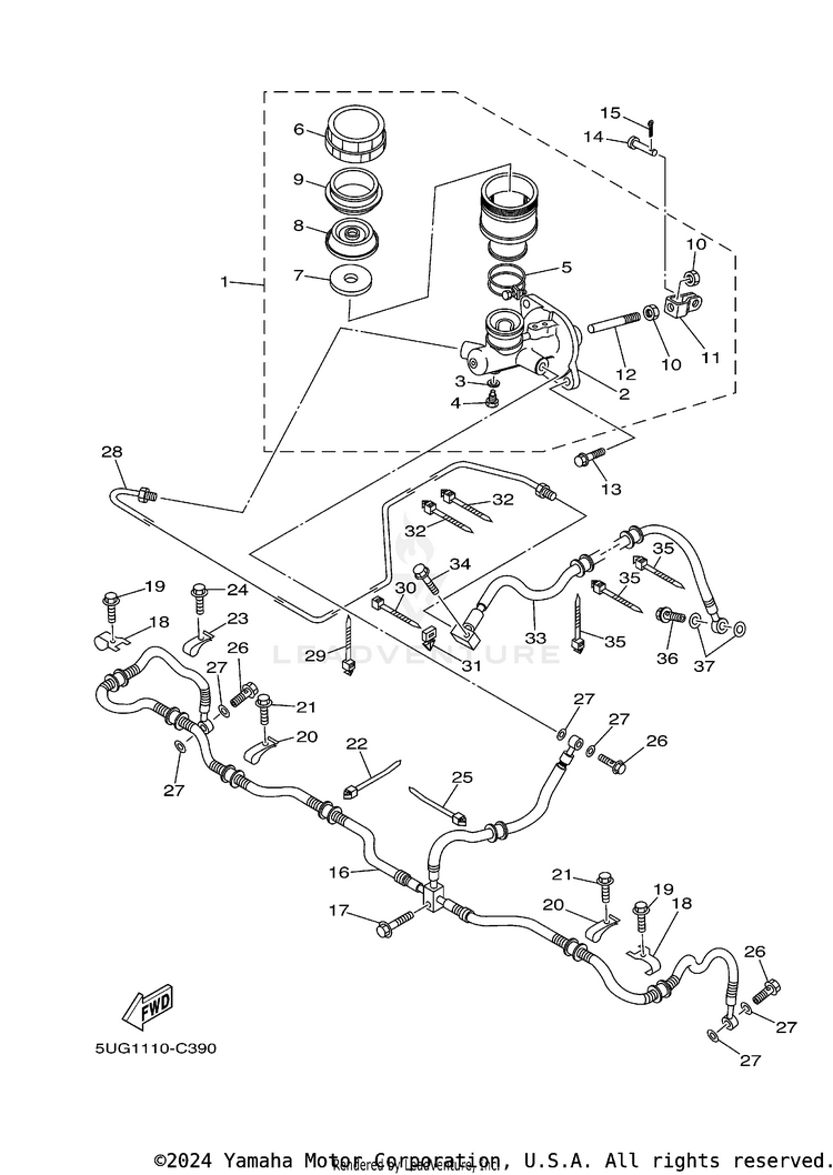 Rear Master Cylinder RHINO 660 - YXR660FAS - 2004 Schematic