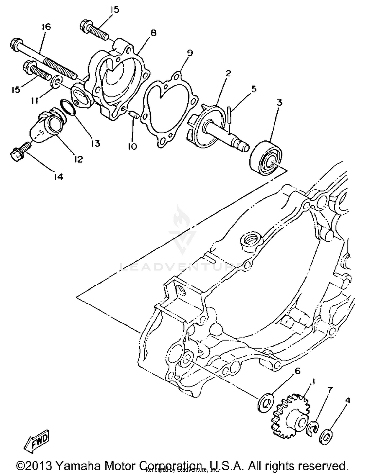 Water Pump YZ250E1 - 1993 Schematic