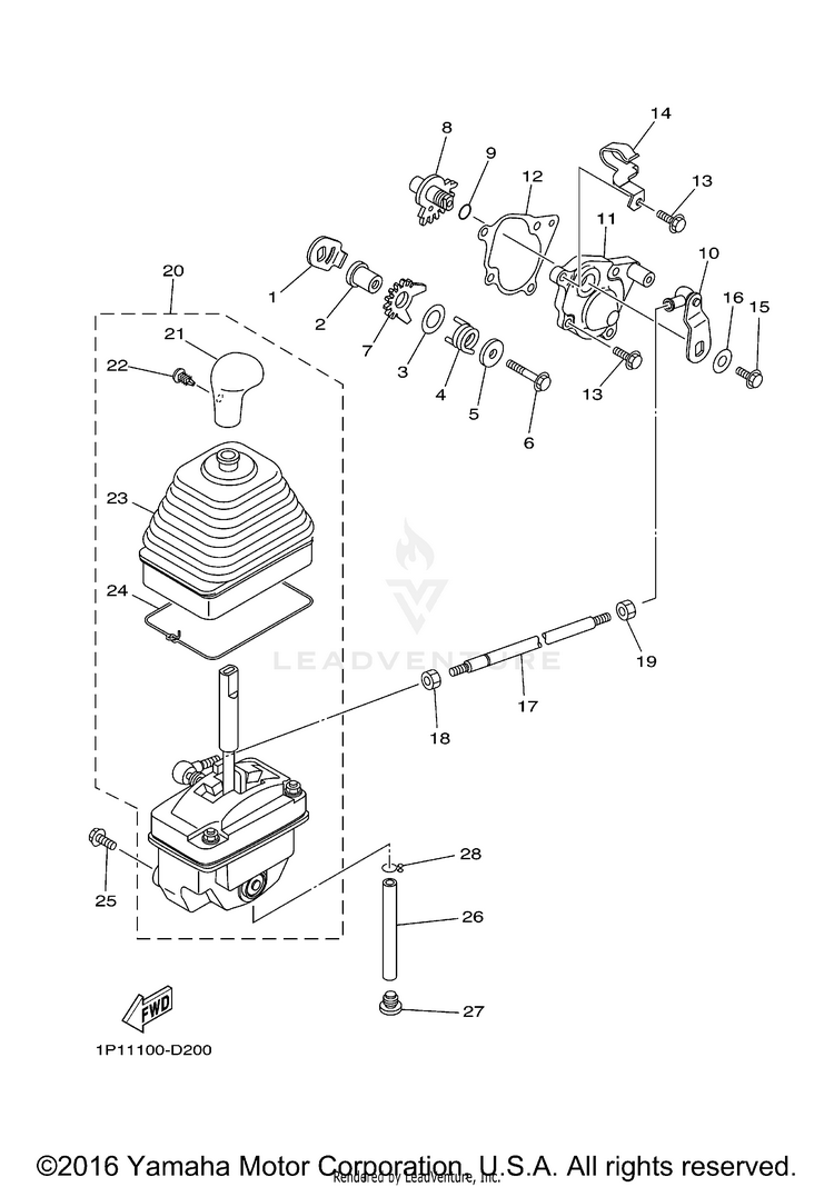Shift Shaft KODIAK 400 4WD - YFM4FAT - 2005 Schematic