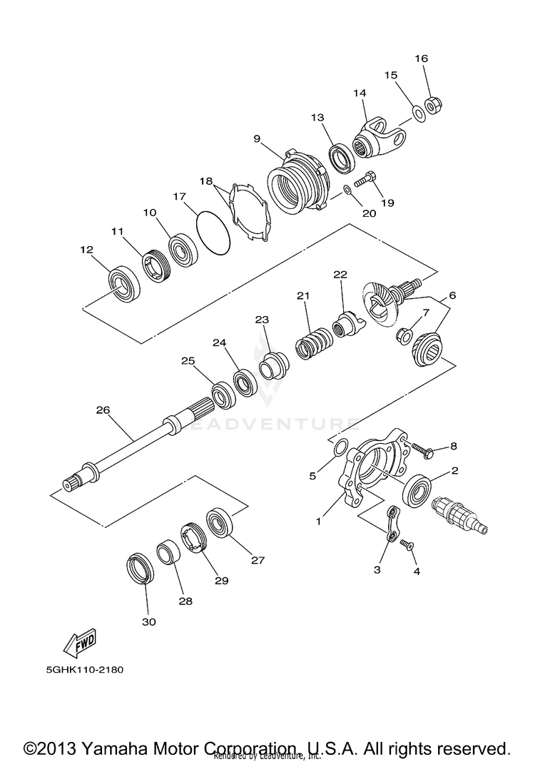 Middle Drive Gear KODIAK 400 4WD - YFM400FAR - 2003 Schematic