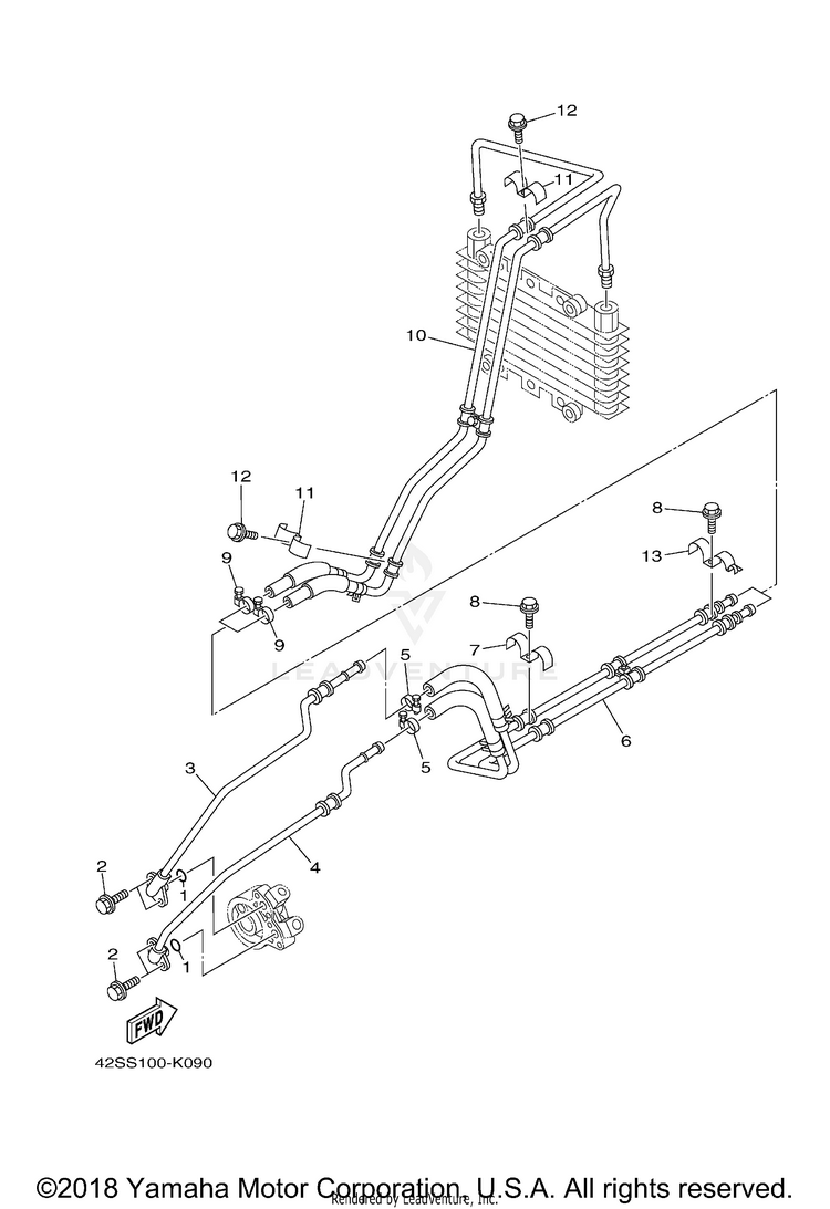 Oil Pipe RHINO 700 SPORT EDIT - YXR7FSPB - 2012 Schematic