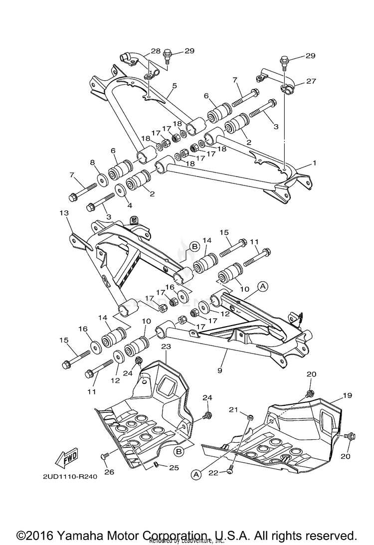 Rear Arm GRIZZLY 4WD - YFM70GDXGG - 2016 Schematic