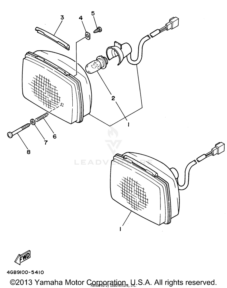 Headlight KODIAK 4WD - YFM400FWG - 1995 Schematic