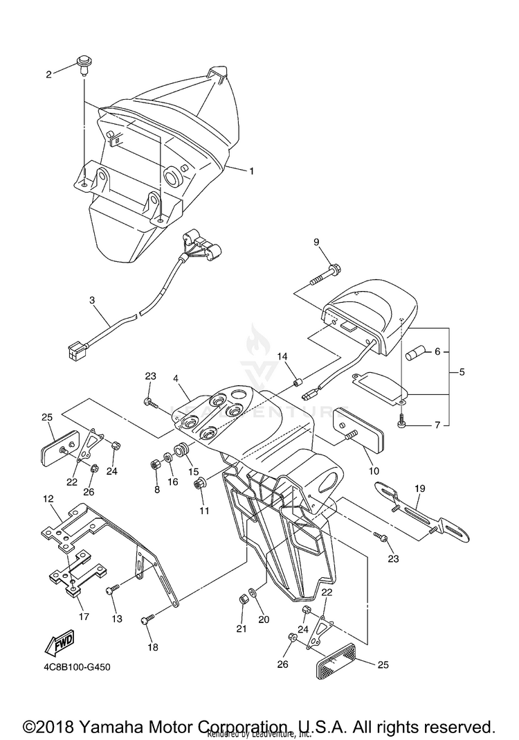 Taillight R1 - YZFR1XCB - 2008 Schematic