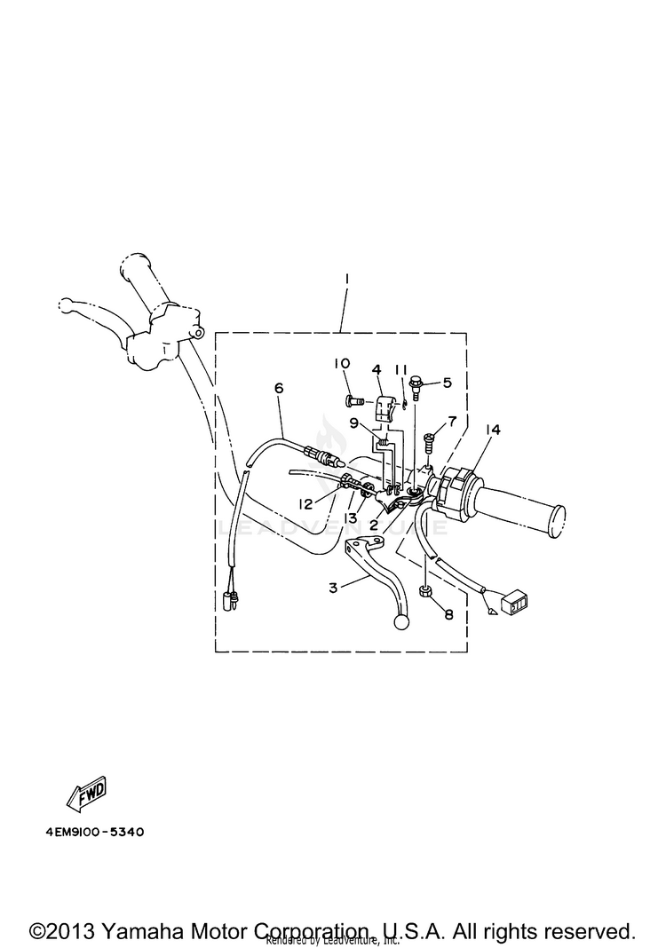 Handle Switch Lever GRIZZLY 80 - YFM80GW - 2007 Schematic