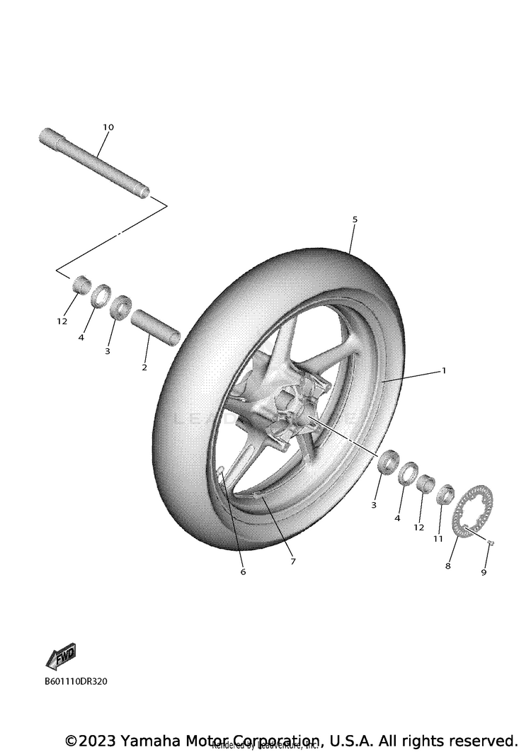 Front Wheel YZFR6 - YZFR6L1CB - 2020 Schematic
