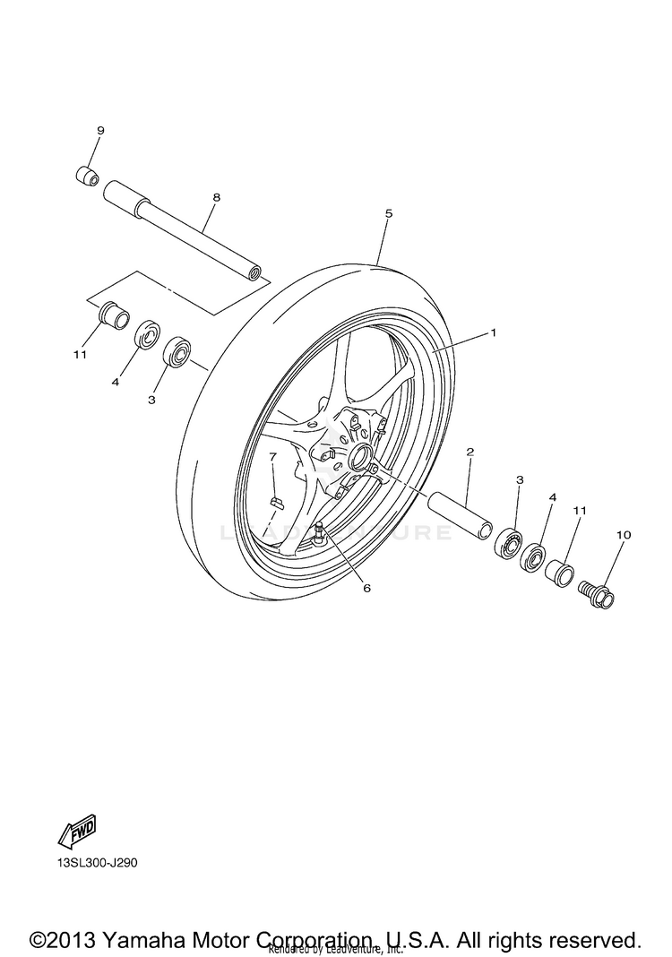 Front Wheel YZFR6 - YZFR6ACR - 2011 Schematic