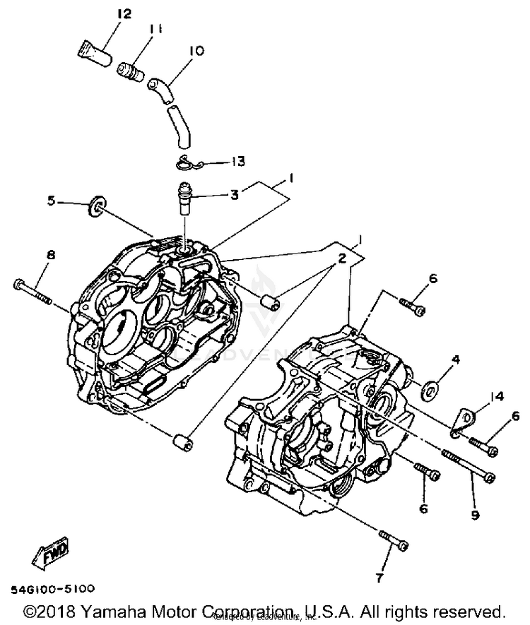 Crankcase BIG WHEEL - BW200S - 1986 Schematic