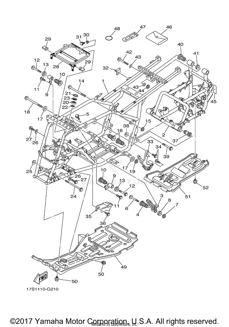 Frame GRIZZLY 450 4WD - YFM45FGXGR - 2008 Schematic