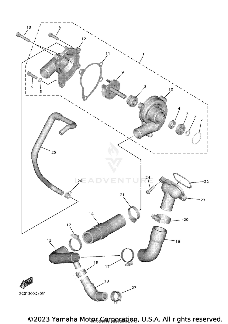 Water Pump YZFR6 - YZFR6L1CB - 2020 Schematic